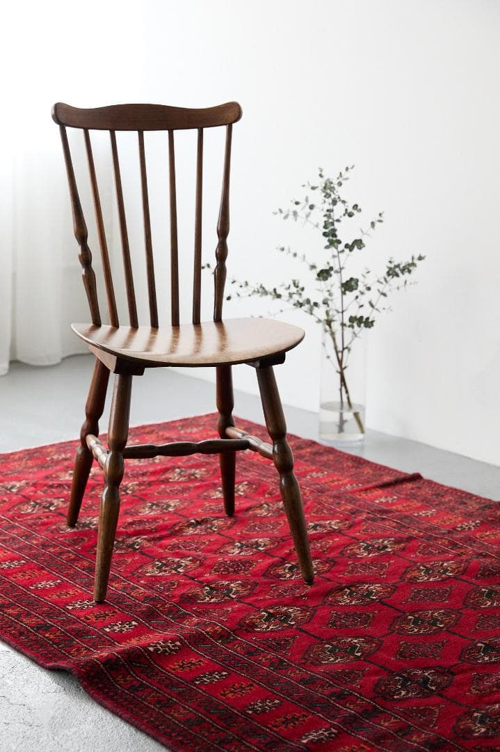 ヴィンテージラグ トライバルラグ トルクメン族 （203×126）赤 黒 茶 橙