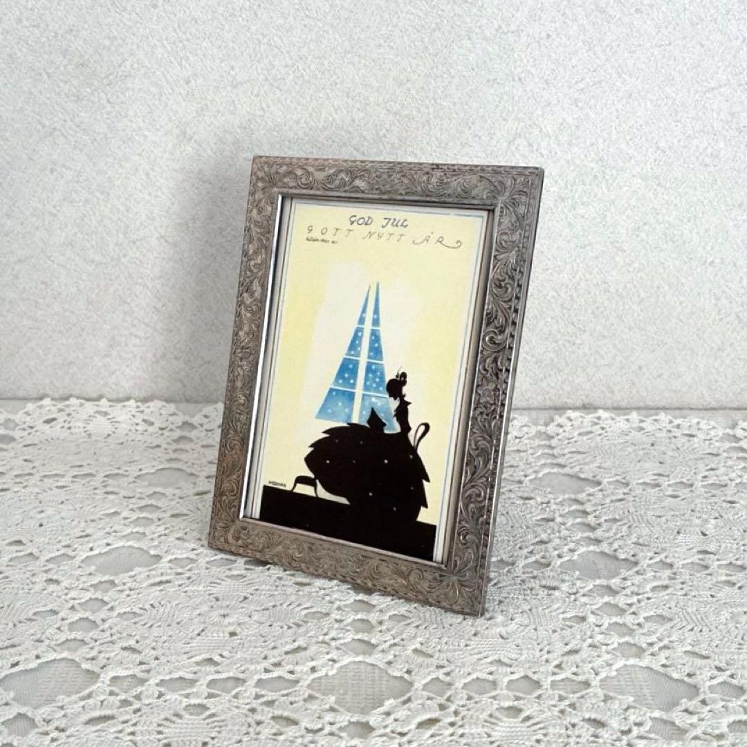 RT79 草花レリーフが美しい英国ヴィンテージフォトフレーム 15.5×11.5