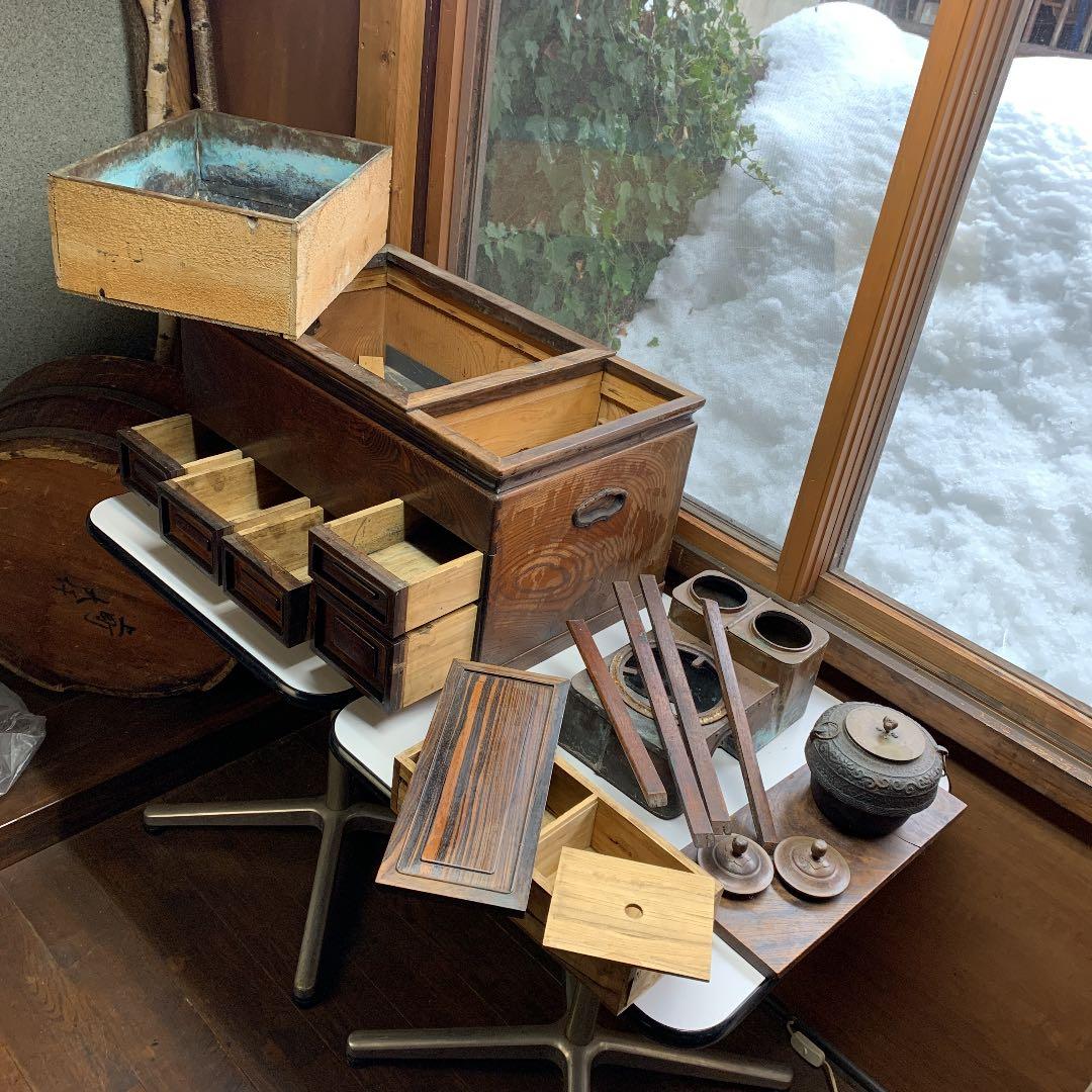 長火鉢03 レトロ　昭和のアンティーク暖　ビンテージ〈直接引き取り限定〉