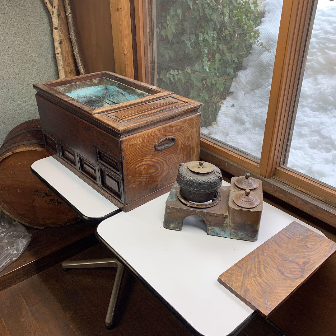 長火鉢03 レトロ　昭和のアンティーク暖　ビンテージ〈直接引き取り限定〉
