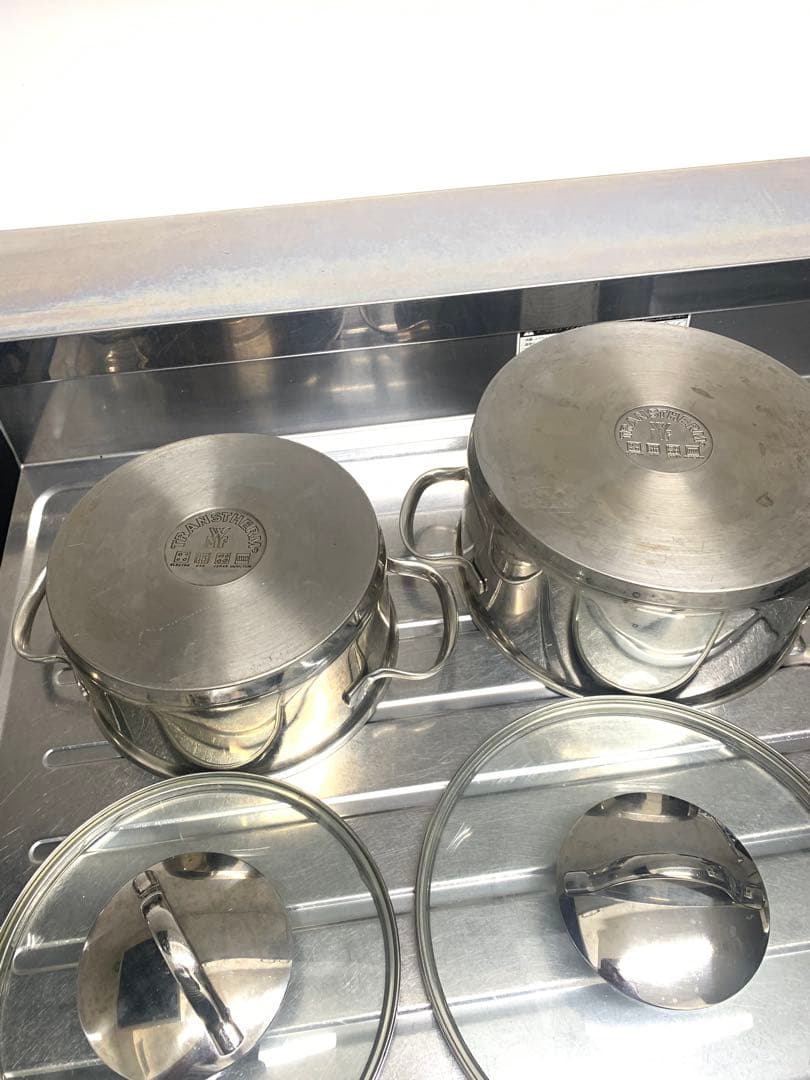 ステンレス製両手鍋2点セット