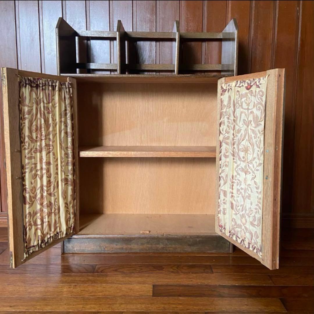 アンティーク家具　本棚付ガラス戸棚　昭和レトロ　本棚　収納棚