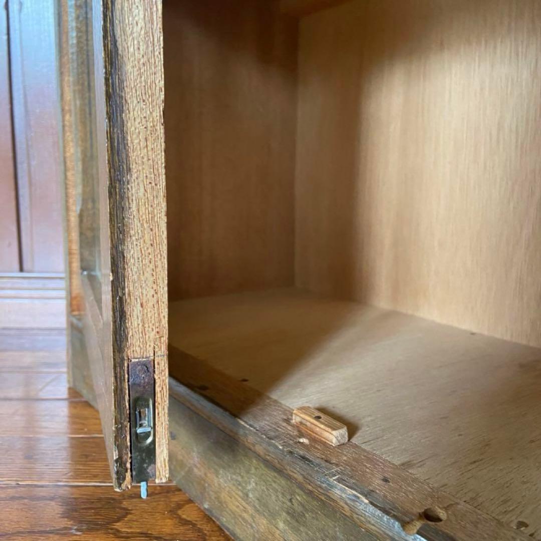 アンティーク家具　本棚付ガラス戸棚　昭和レトロ　本棚　収納棚