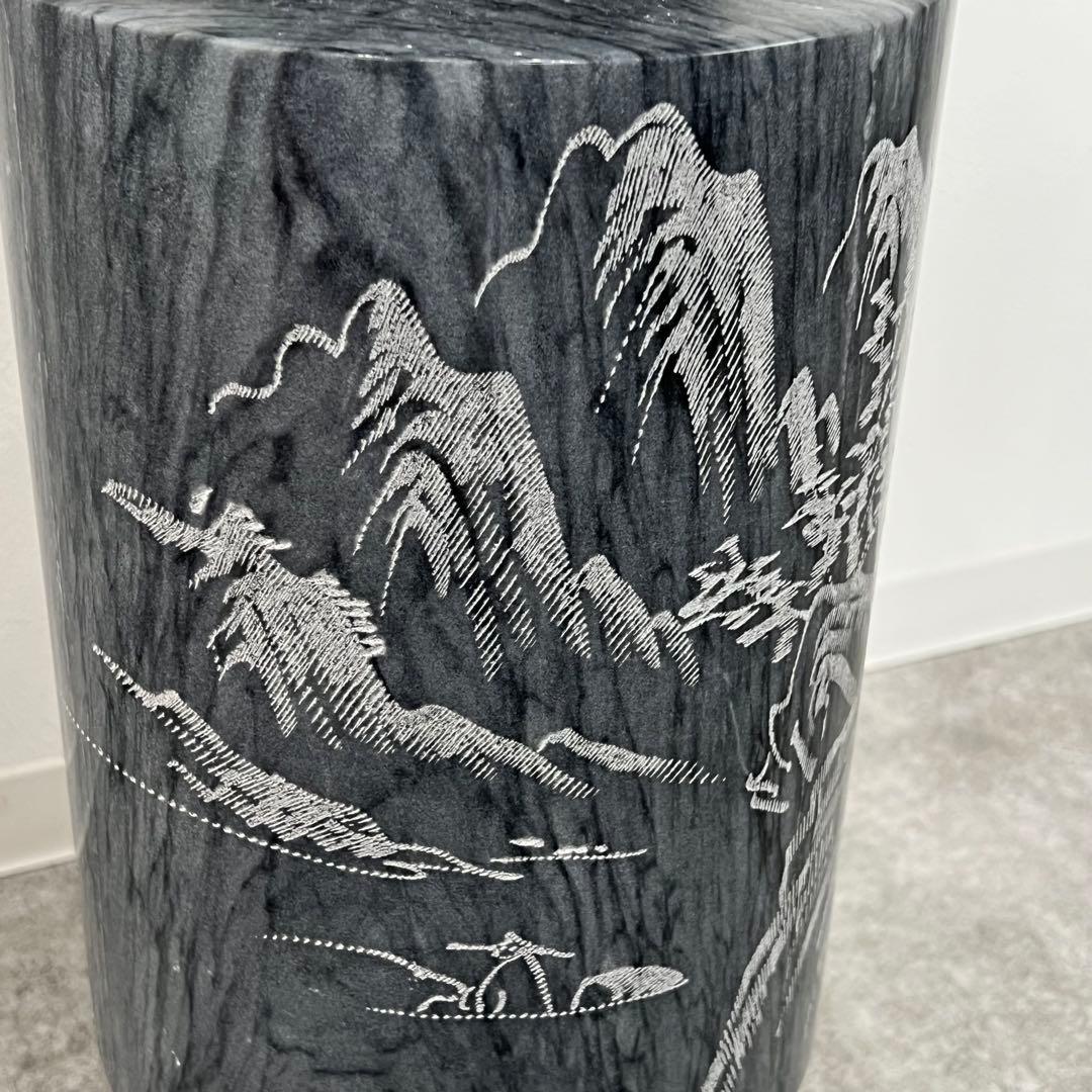 美品 大理石 山水画彫刻 花瓶 石花瓶 天然石 傘立て オブジェ