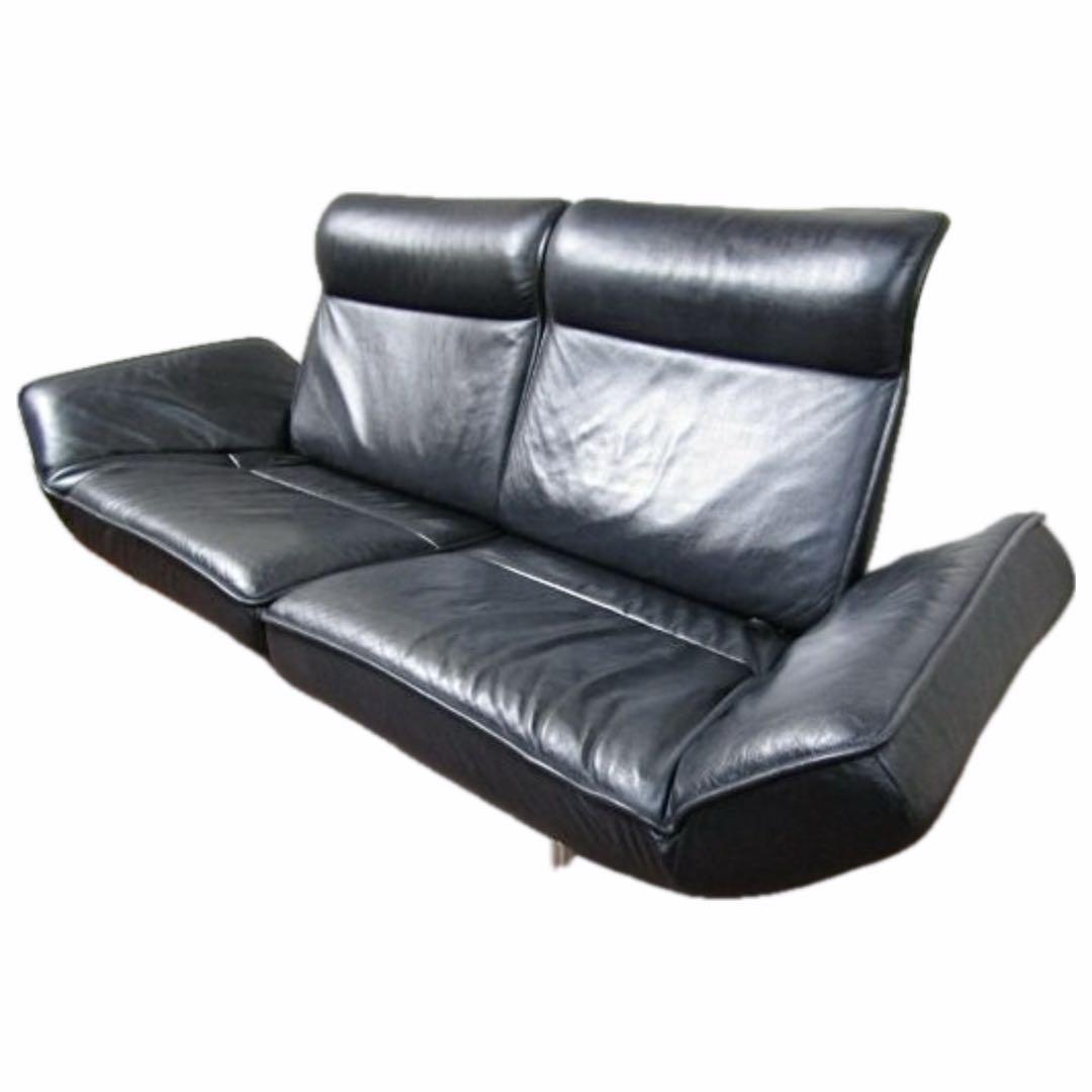 de Sedeデセデ黒総革可動2人掛けソファ　DS-450