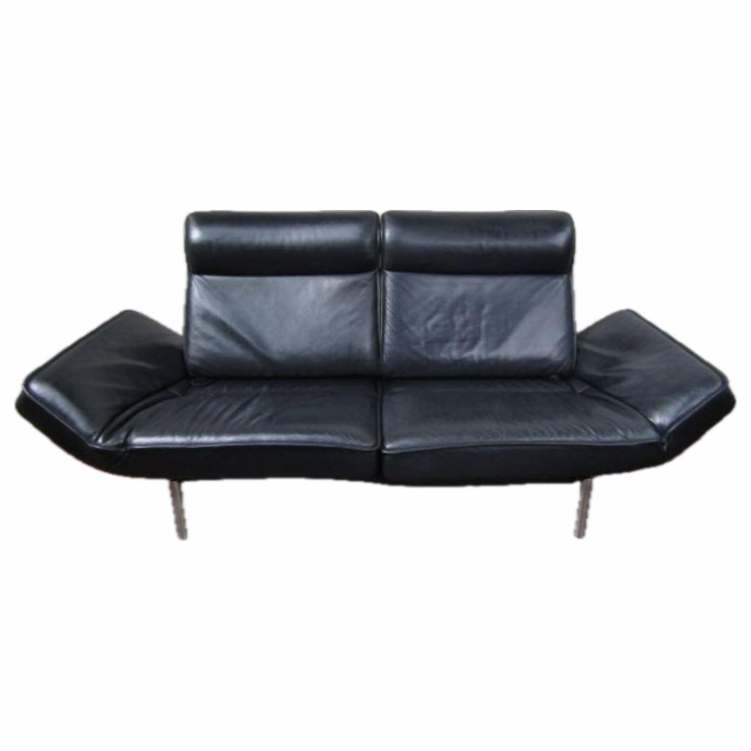 de Sedeデセデ黒総革可動2人掛けソファ　DS-450