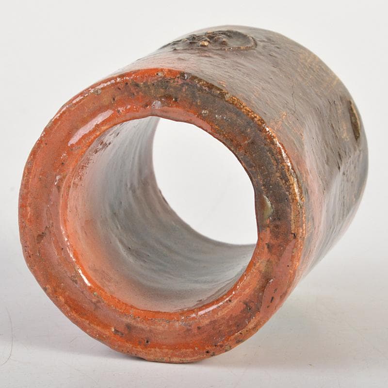 茶道具 楽吉左衛門 九代了入作 赤輪蓋置 裏千家十四代淡々斎極め箱