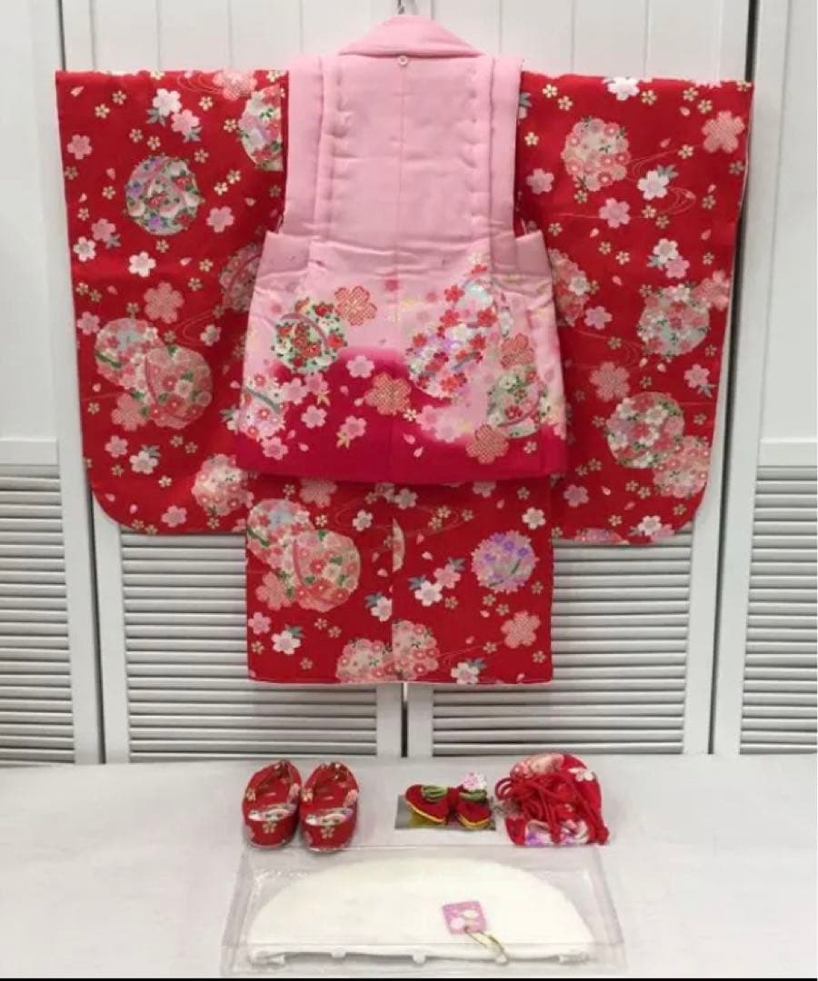 (3976) ♥ 七五三 三歳 女の子 被布セット正絹♥