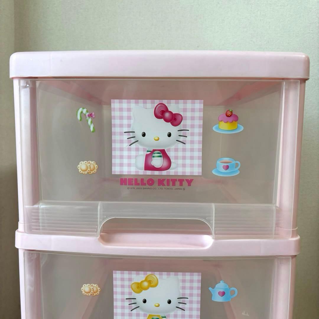 ハローキティ 3段収納ケース 3段チェスト 引き出し収納 ピンク - メルカリ