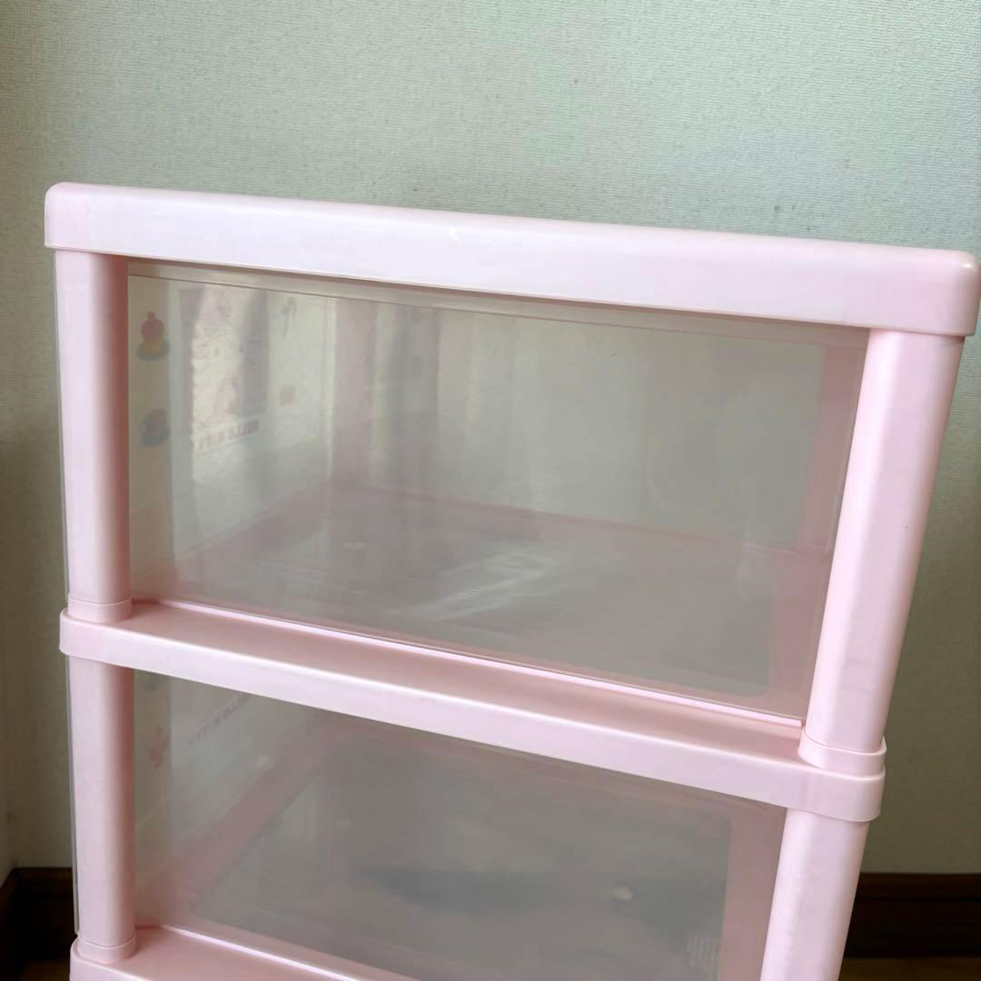 ハローキティ 3段収納ケース 3段チェスト 引き出し収納 ピンク - メルカリ