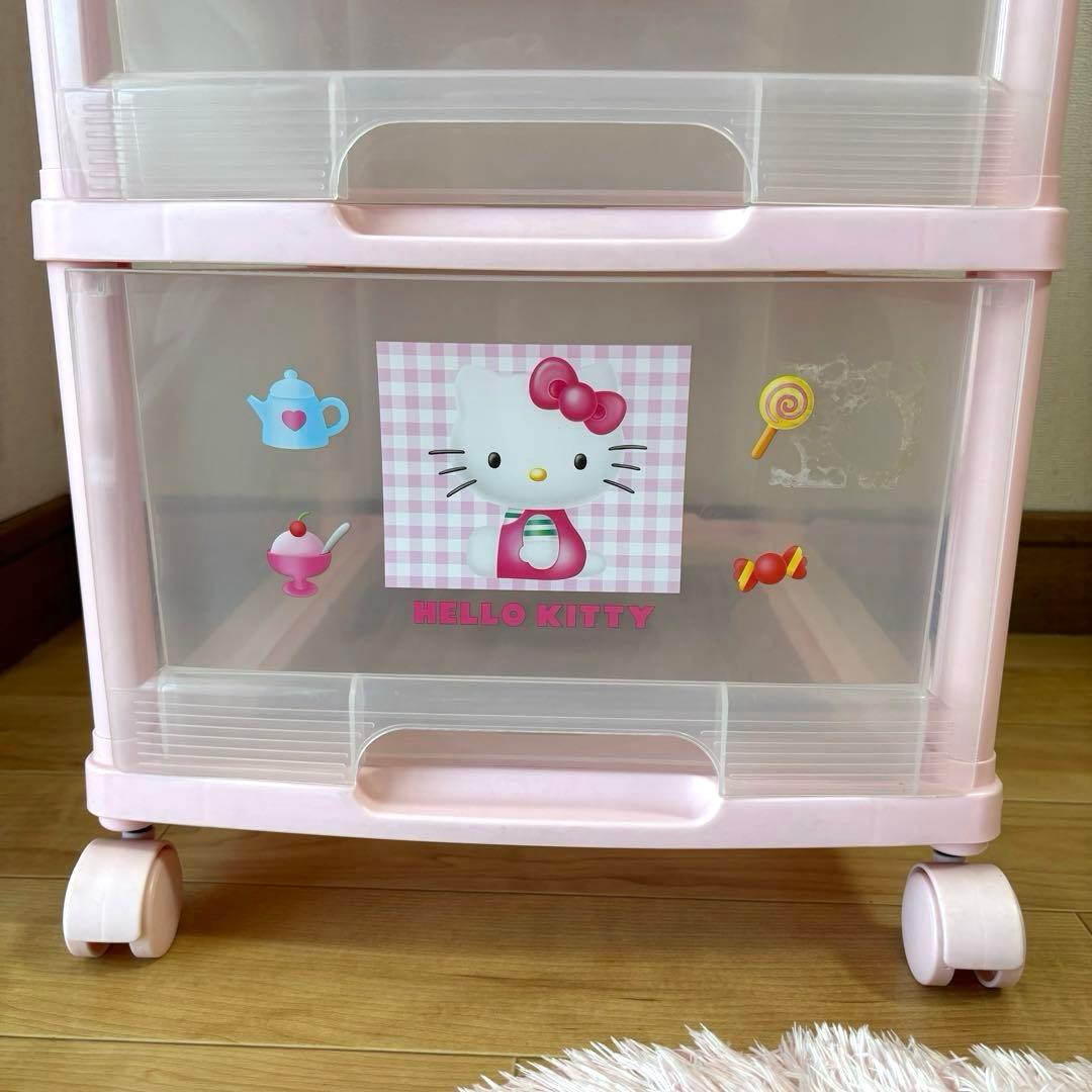 ハローキティ 3段収納ケース 3段チェスト 引き出し収納 ピンク - メルカリ