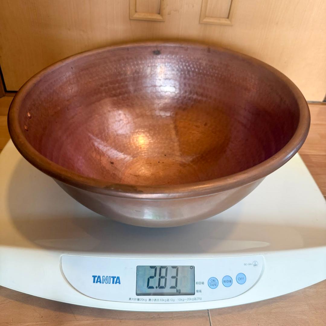 銅製 打ち出し加工ボウル 38cm フランス製 アンティーク