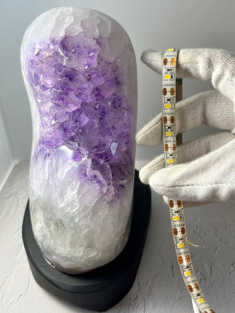 天然石 レア美品 アメジストクラスターランプ LEDライト付き