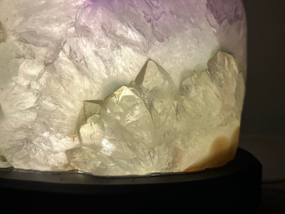 天然石 レア美品 アメジストクラスターランプ LEDライト付き