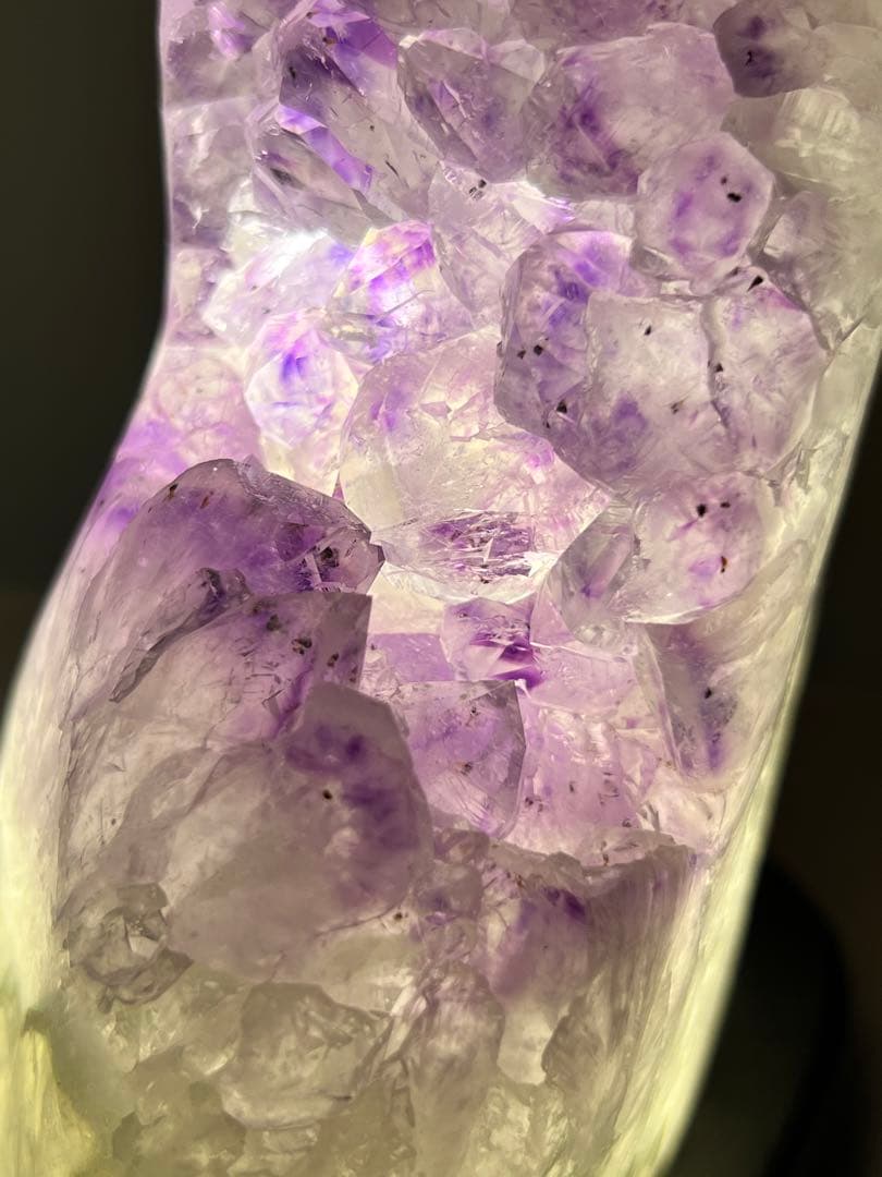 天然石 レア美品 アメジストクラスターランプ LEDライト付き