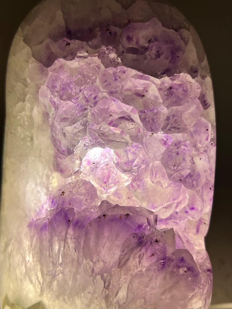 天然石 レア美品 アメジストクラスターランプ LEDライト付き