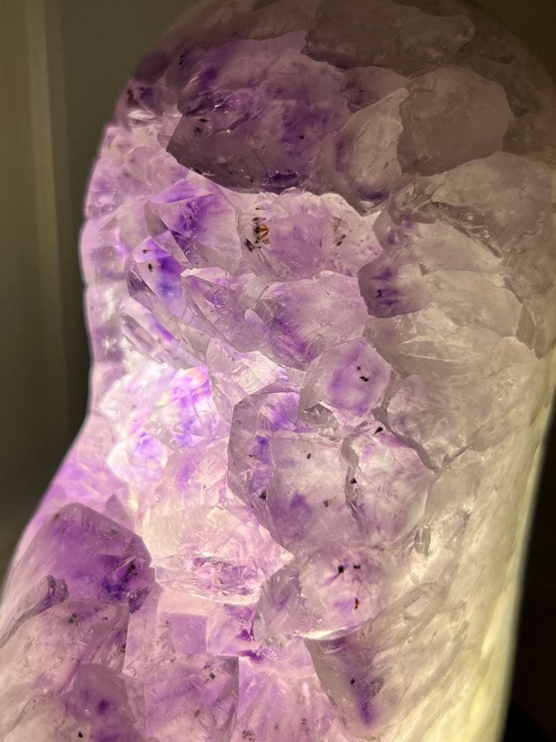 天然石 レア美品 アメジストクラスターランプ LEDライト付き