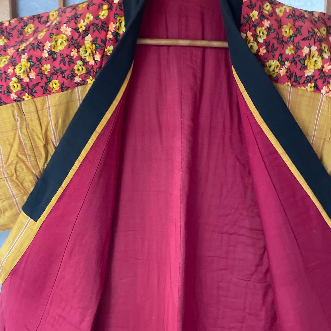 かいまき布団 和装寝具 手縫い 花柄 幾何学模様 【昭和レトロ】【アンティーク】