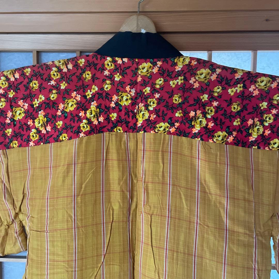 かいまき布団 和装寝具 手縫い 花柄 幾何学模様 【昭和レトロ】【アンティーク】