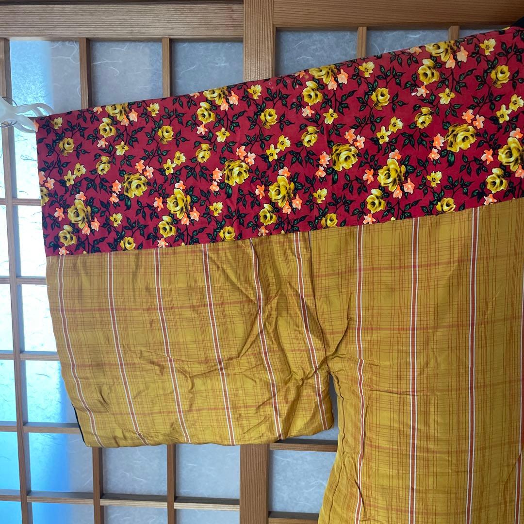 かいまき布団 和装寝具 手縫い 花柄 幾何学模様 【昭和レトロ】【アンティーク】