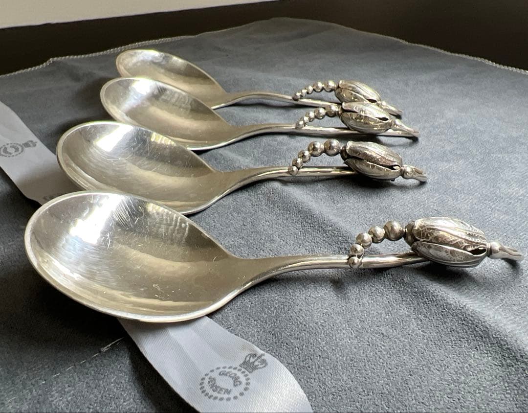 ジョージジェンセン　激レアブロッサムsterling925 シュガースプーン4本