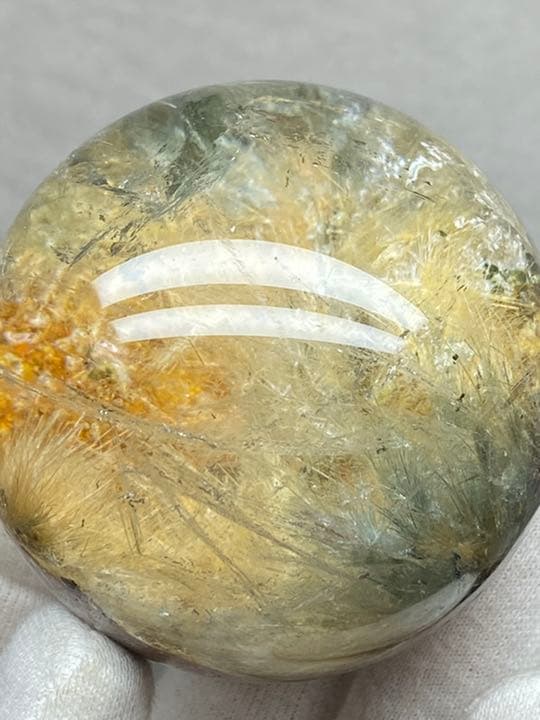 58.9㍉　タイチンルチルクォーツ　太陽発射ルチルクォーツ　グリンルチル　水晶球