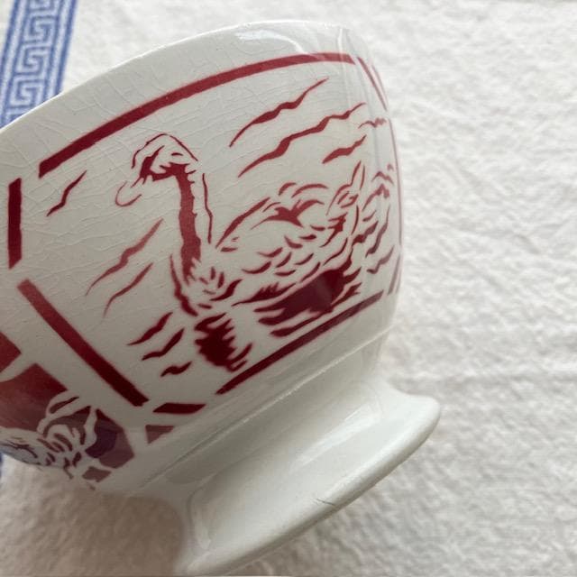 ◇レア◇リュネヴィル白鳥カフェオレボウル赤スワンサルグミンヌ雅姫