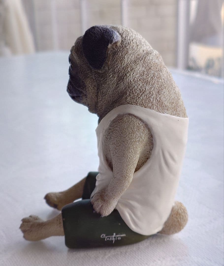 朝隈俊男 犬の留守番 ユージン 哀愁 パグ ビッグサイズ 陶器 置物 レア