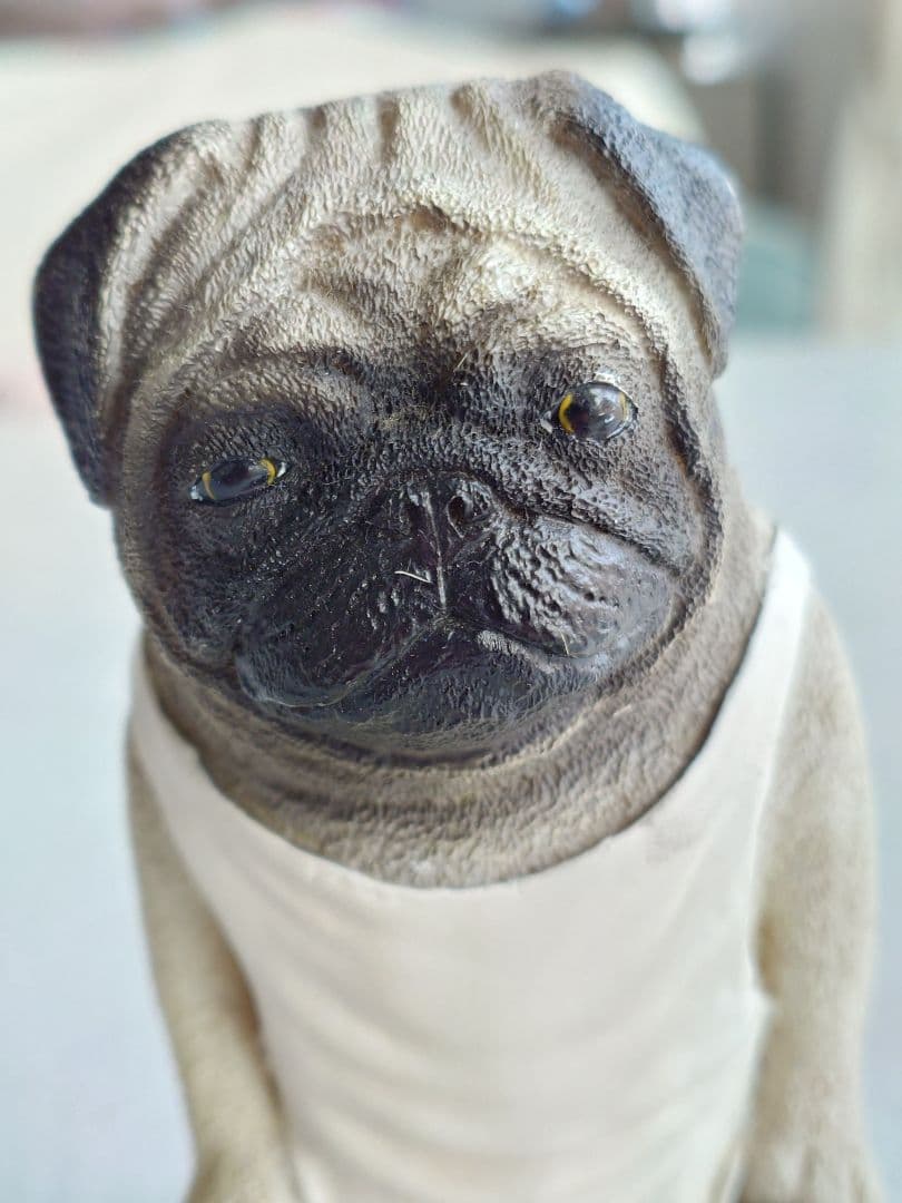 朝隈俊男 犬の留守番 ユージン 哀愁 パグ ビッグサイズ 陶器 置物 レア