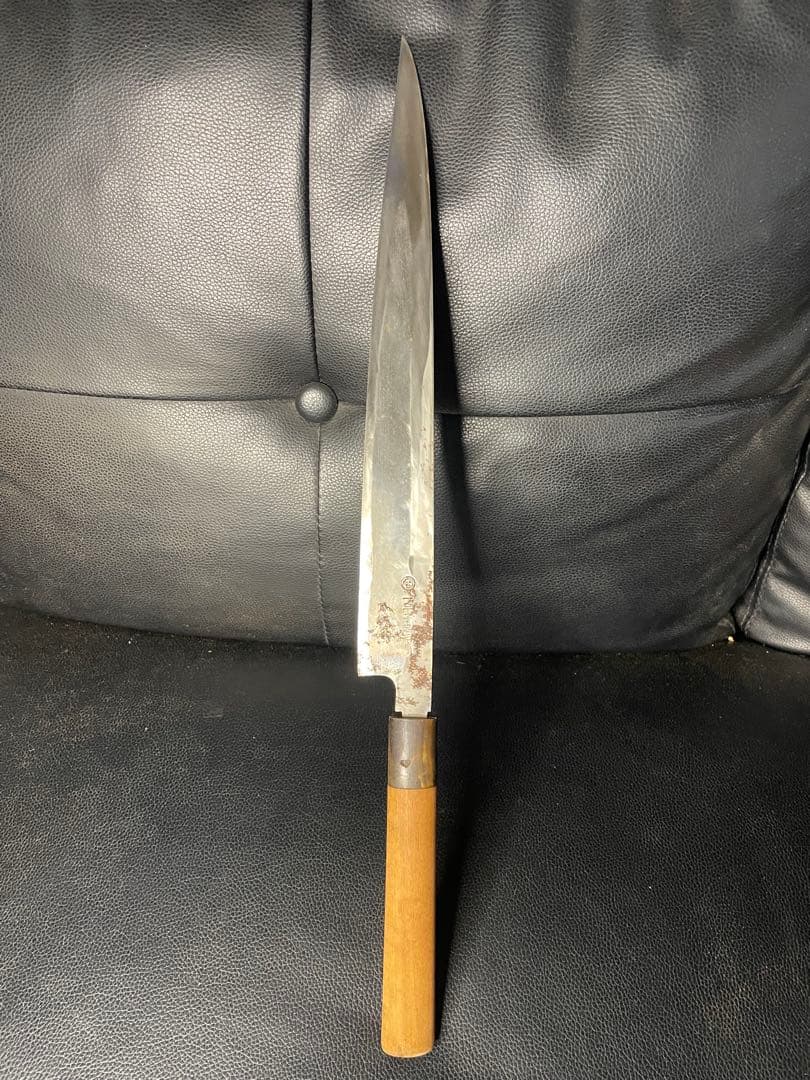 尺一　柳刃　包丁　和包丁　一竿子忠綱　白鋼　黒水牛柄　刺身包丁