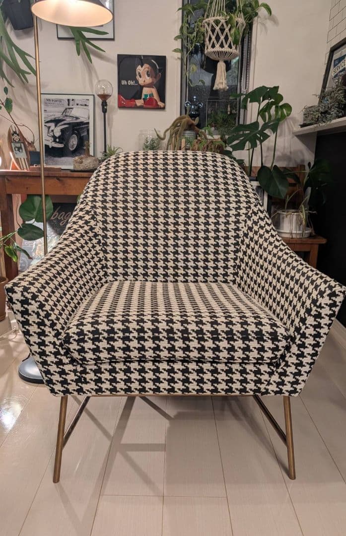 フランフラン　オウゲンチェア(augen chair)　千鳥格子柄