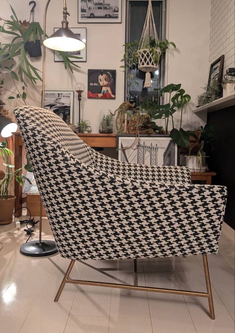 フランフラン　オウゲンチェア(augen chair)　千鳥格子柄