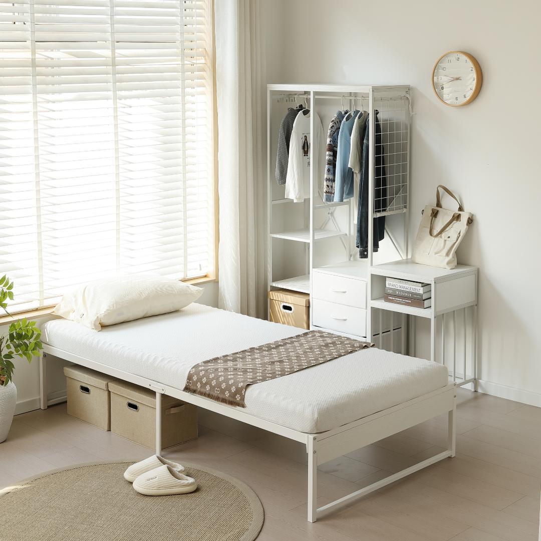 感謝祭！【シングル S】ベッドフレーム パイプベッド シングル 　WHITE