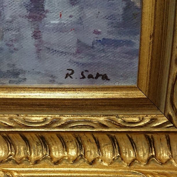 お買い得‼️絵画 R.Sara 「パリの街角」肉筆油彩 古い