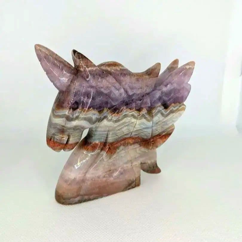 ❦新入荷❦ 天然石　アメジスト瑪瑙共生　ユニコーン 馬 置物　干支　丙午