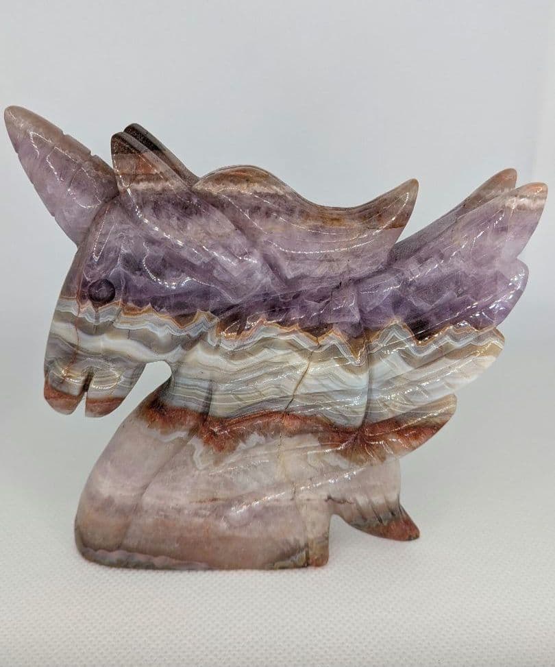 ❦新入荷❦ 天然石　アメジスト瑪瑙共生　ユニコーン 馬 置物　干支　丙午