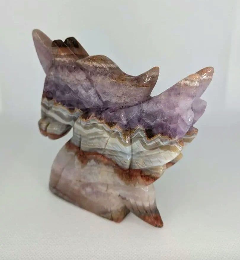 ❦新入荷❦ 天然石　アメジスト瑪瑙共生　ユニコーン 馬 置物　干支　丙午