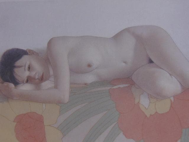 高塚省吾、【花毛氈】、希少な額装用画集より、新品額装付、状態良好