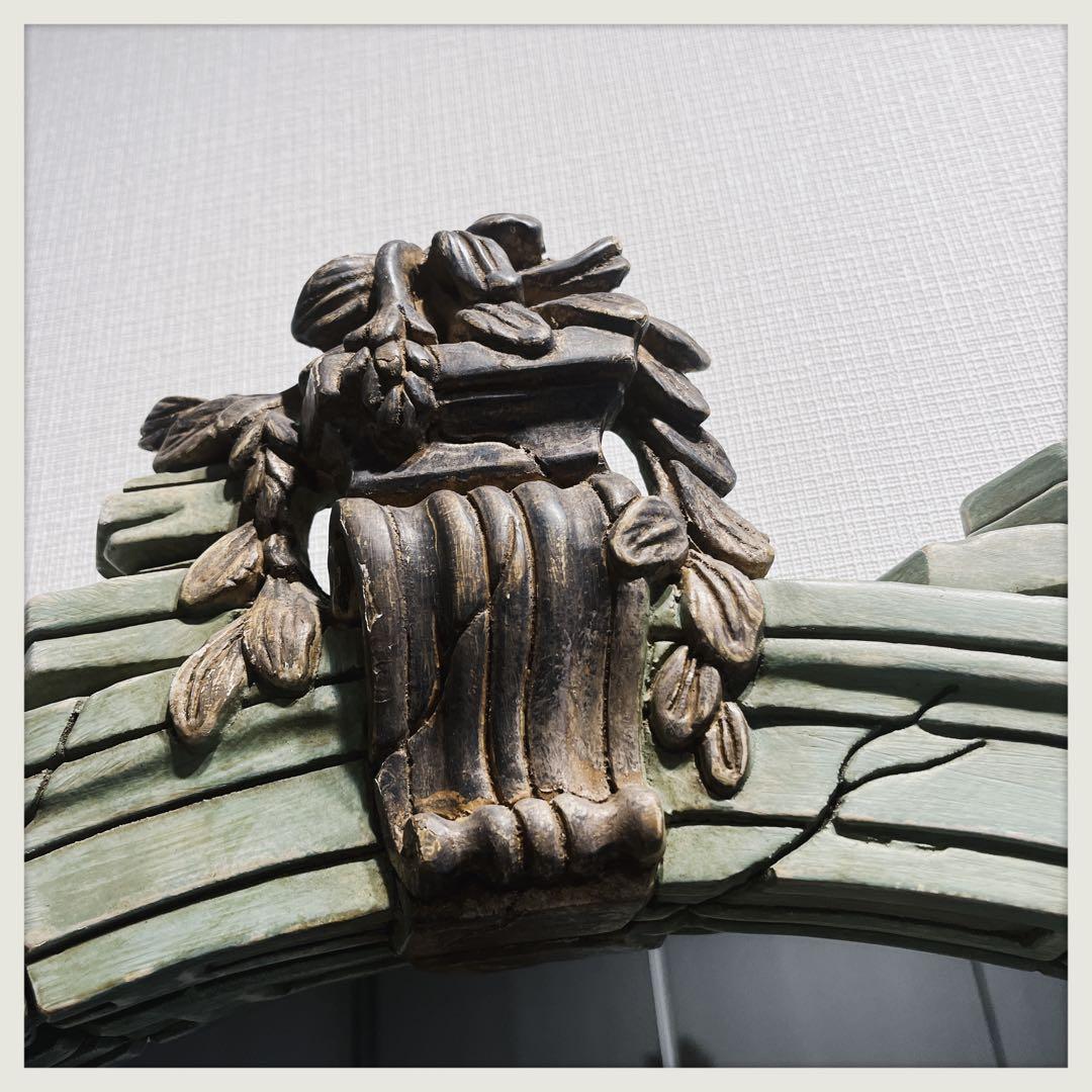 イタリア　1980年代ヴィンテージミラー　ゴールドモチーフ　遺跡風アレンジ