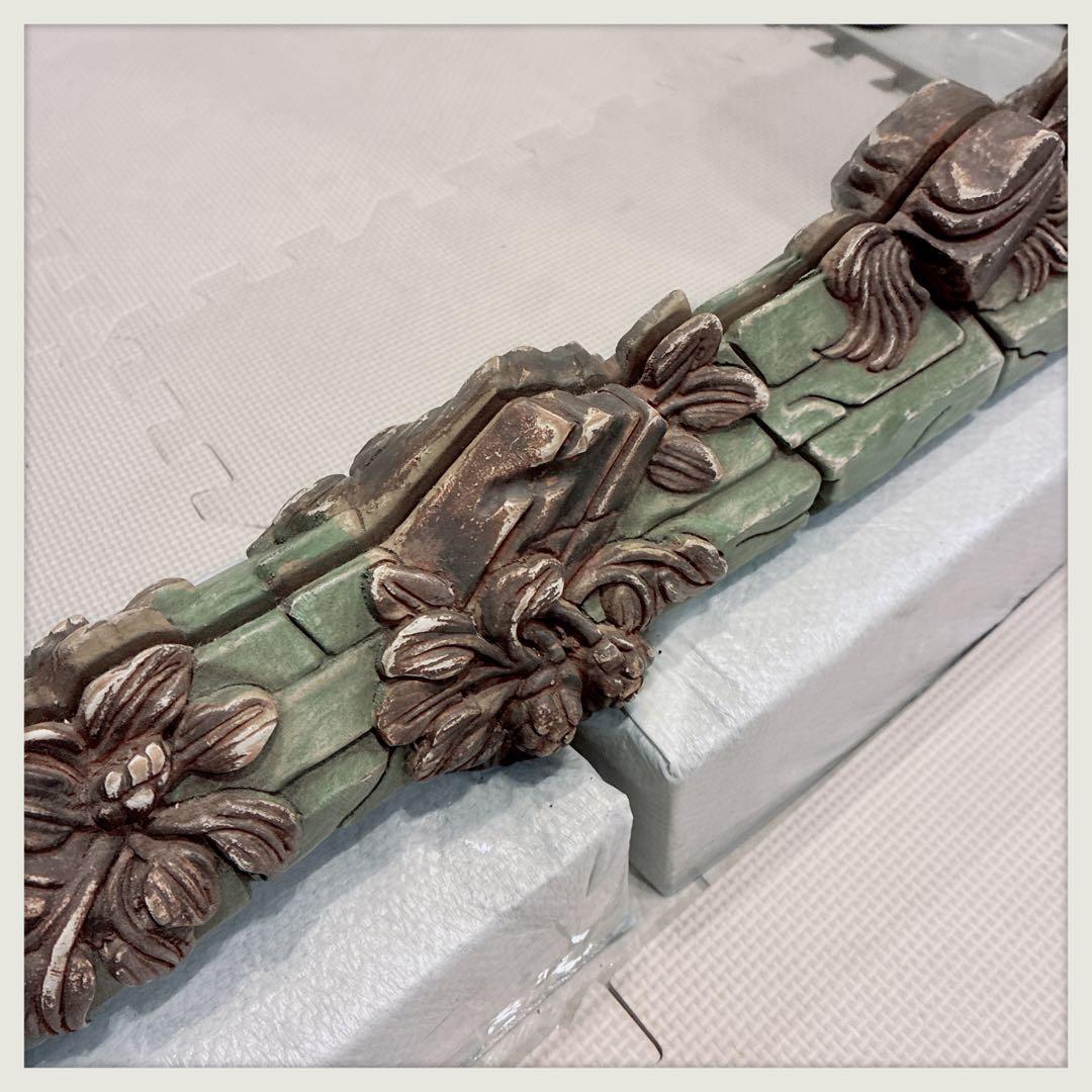 イタリア　1980年代ヴィンテージミラー　ゴールドモチーフ　遺跡風アレンジ