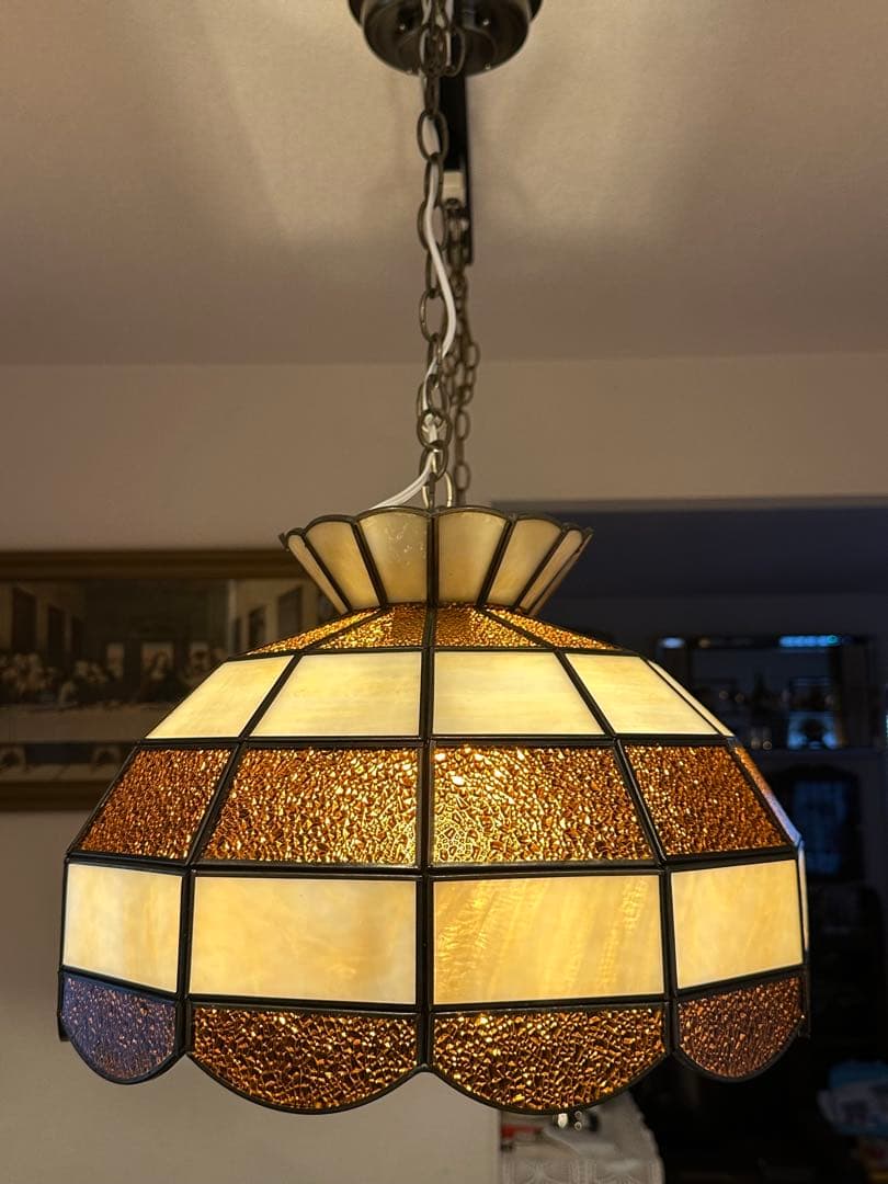 1970's ヴィンテージ ステンドグラス ペンダントランプ　ミッドセンチュリー