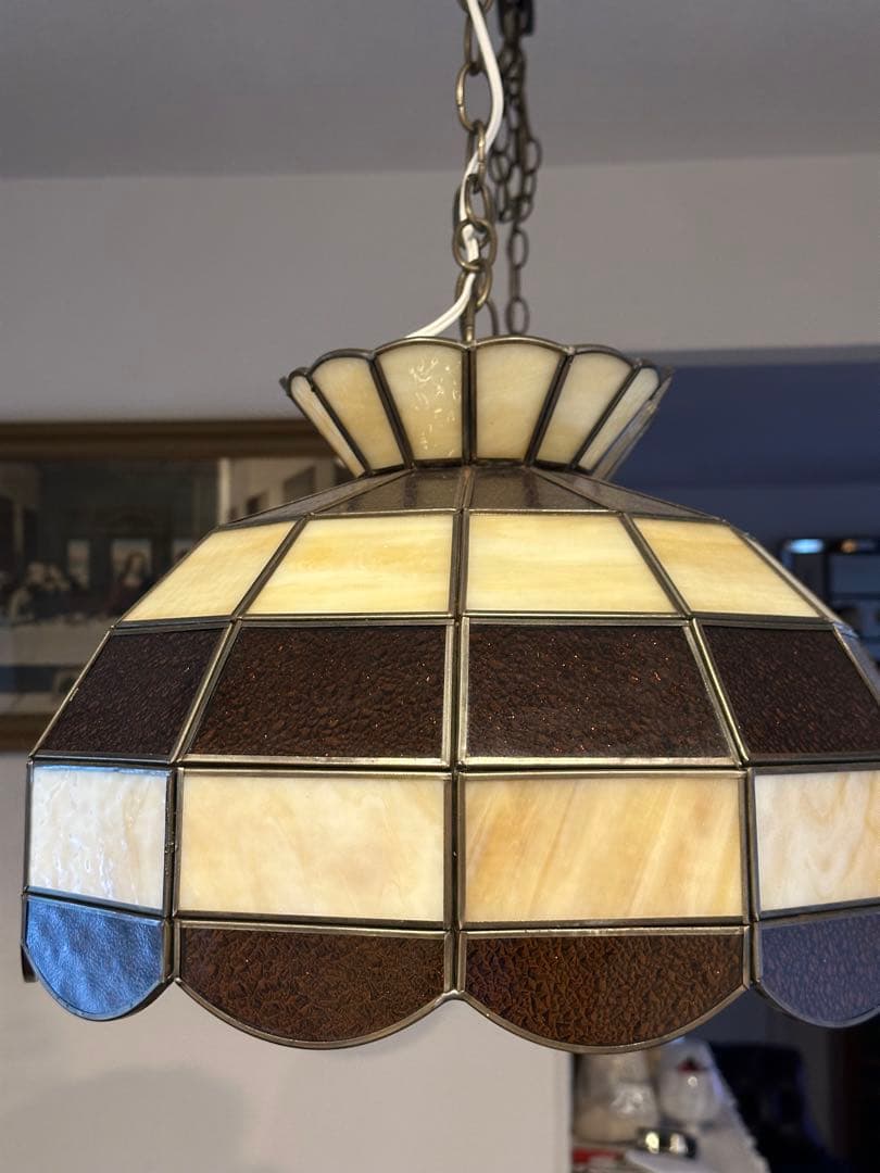 1970's ヴィンテージ ステンドグラス ペンダントランプ　ミッドセンチュリー