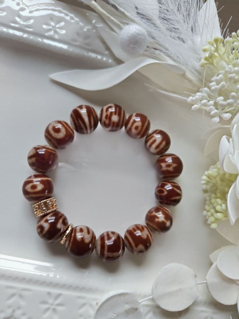 新作♡火供龍紋丸天珠ブレス