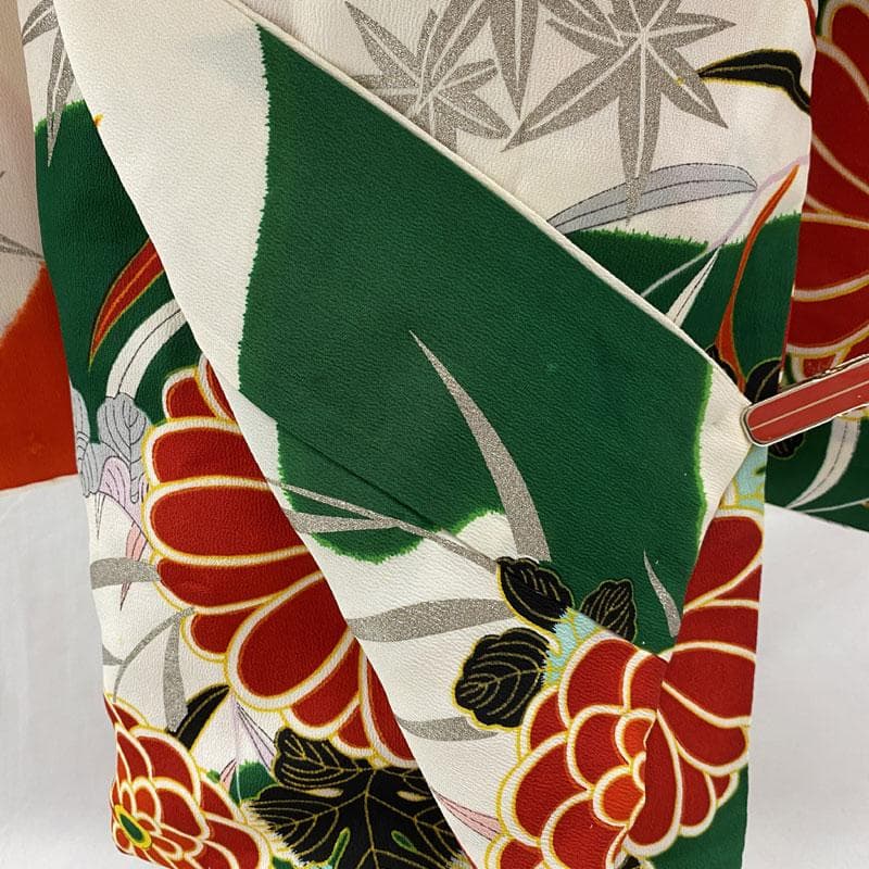 511ag27◎七五三 三歳 女の子 セミアンティーク着物&被布 レトロ 白◎