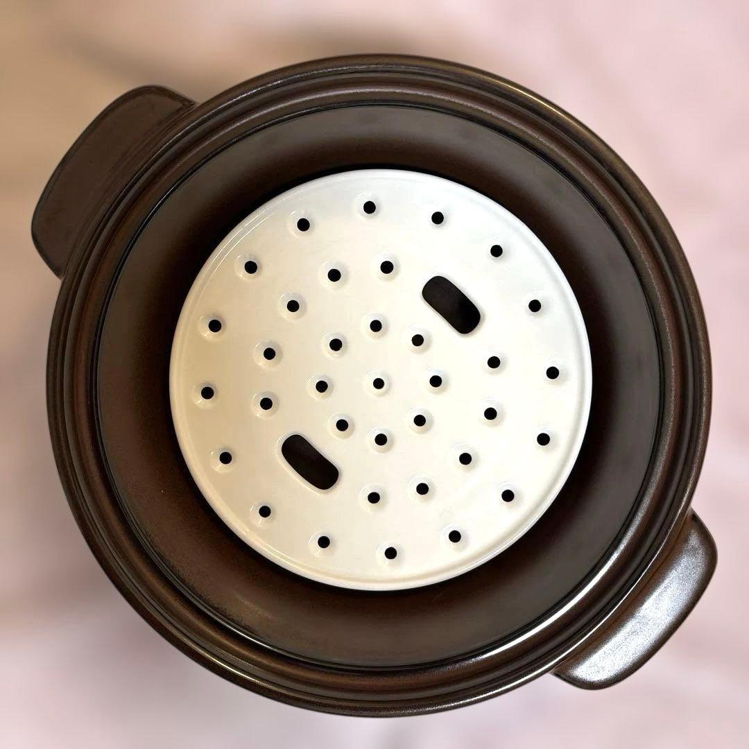 森修焼 土鍋 大＋蒸し台・お玉付 鍋一式セット 木屋包丁・ヘンケルハサミ付