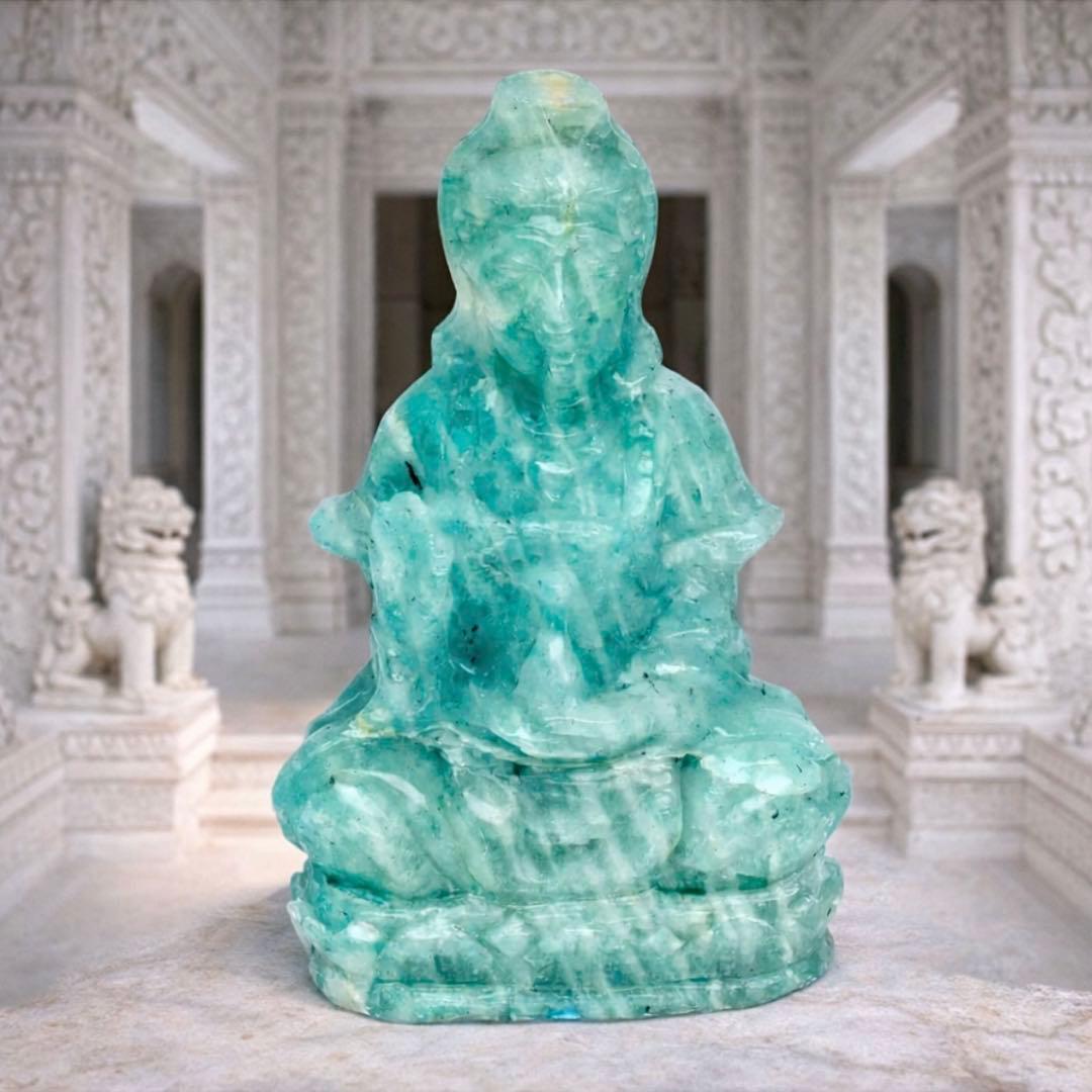 ◆109.1ct◆ 天然フェルスパー 1912 慈悲の女神 観音像 宝石鑑別書