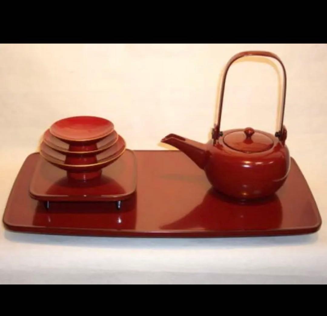 越前漆器■越前塗　屠蘇器　胴張り　古代朱★国産★天然木・本漆【新品】