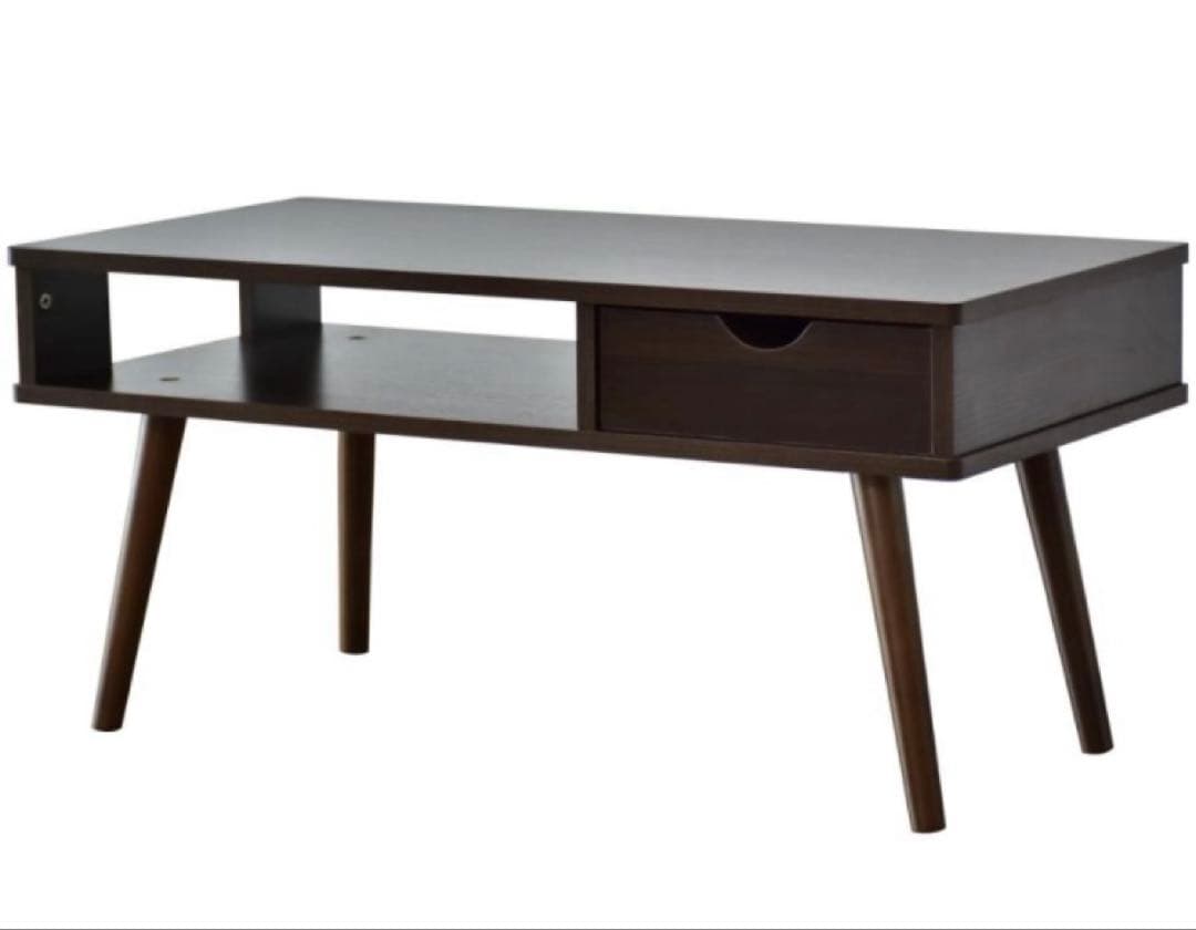 センターテーブル ウォールナット 引き出し付き