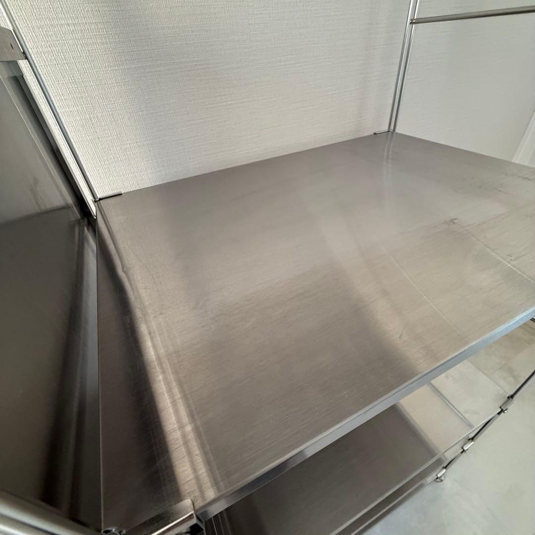 【引取】無印良品ステンレスユニットシェルフステンレス棚セット大+サイドパネル+棚