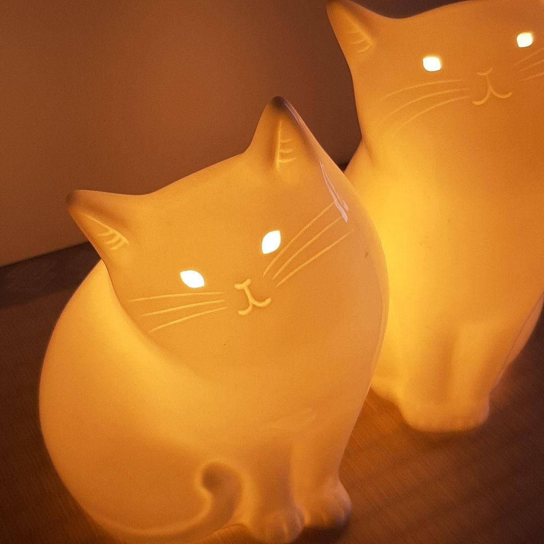 猫　ランプ　二個　セット　まとめ　ペア　インテリア　照明　cats